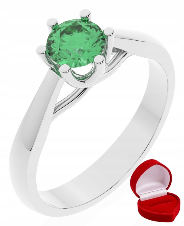 Zlatý Prstýnek 585 14k Smaragd 0,50 ct Bílé Zlato R8