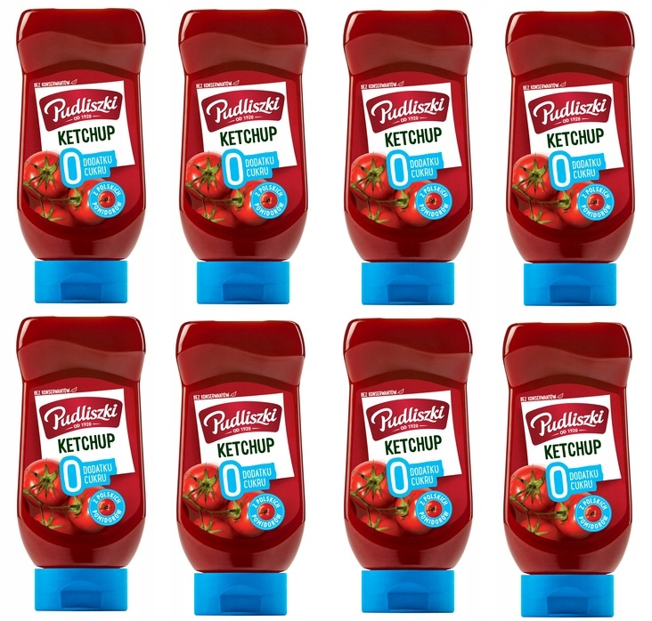 8x 440g Pudliszki Ketchup Zero Cukru bez konserwantów Karton
