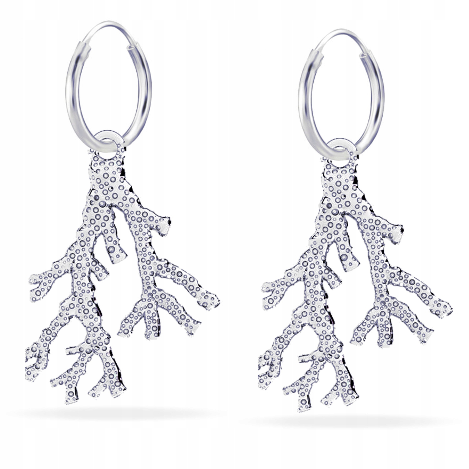 Korálový Korál 3D Stříbrné náušnice kola stříbro 925