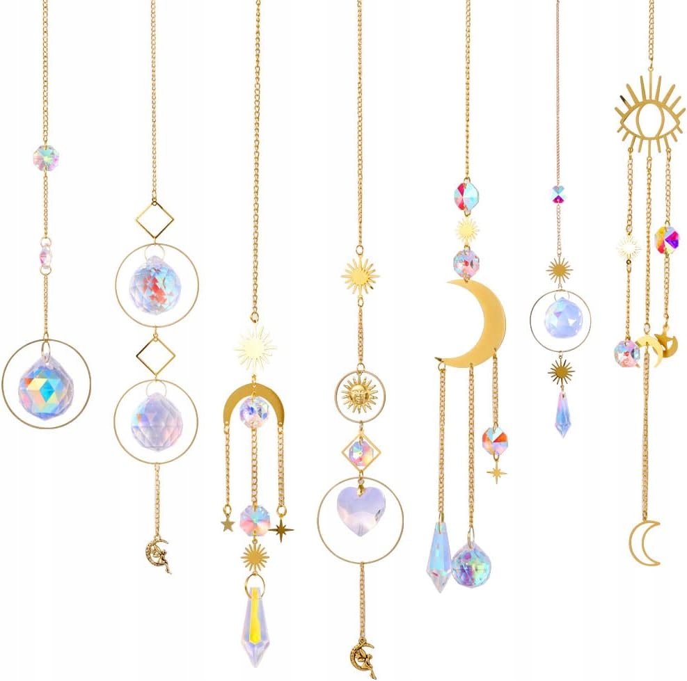 Dekoracyjny kryształowy wisiorek Łapacz słońca zestaw 7 sztuk