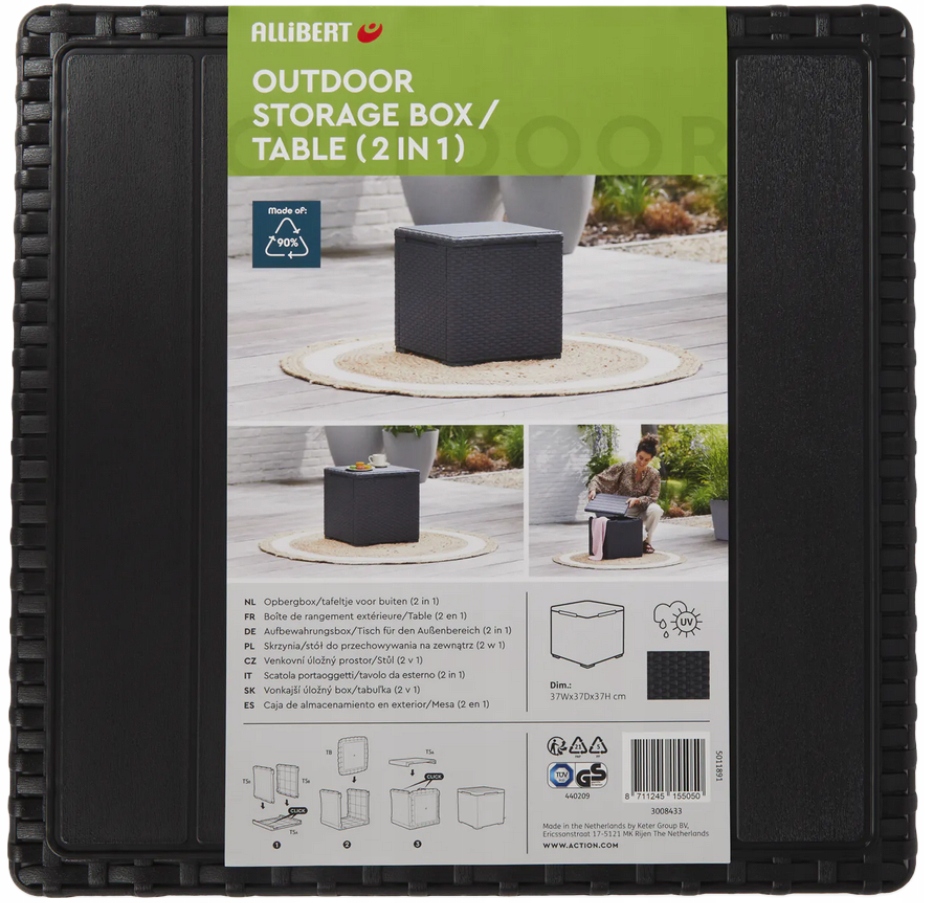 SKRZYNIA BALKONOWA TARASOWA POJEMNIK RATTANOWY STOLIK ZE SCHOWKIEM 2w1 EAN (GTIN) 5901749000533