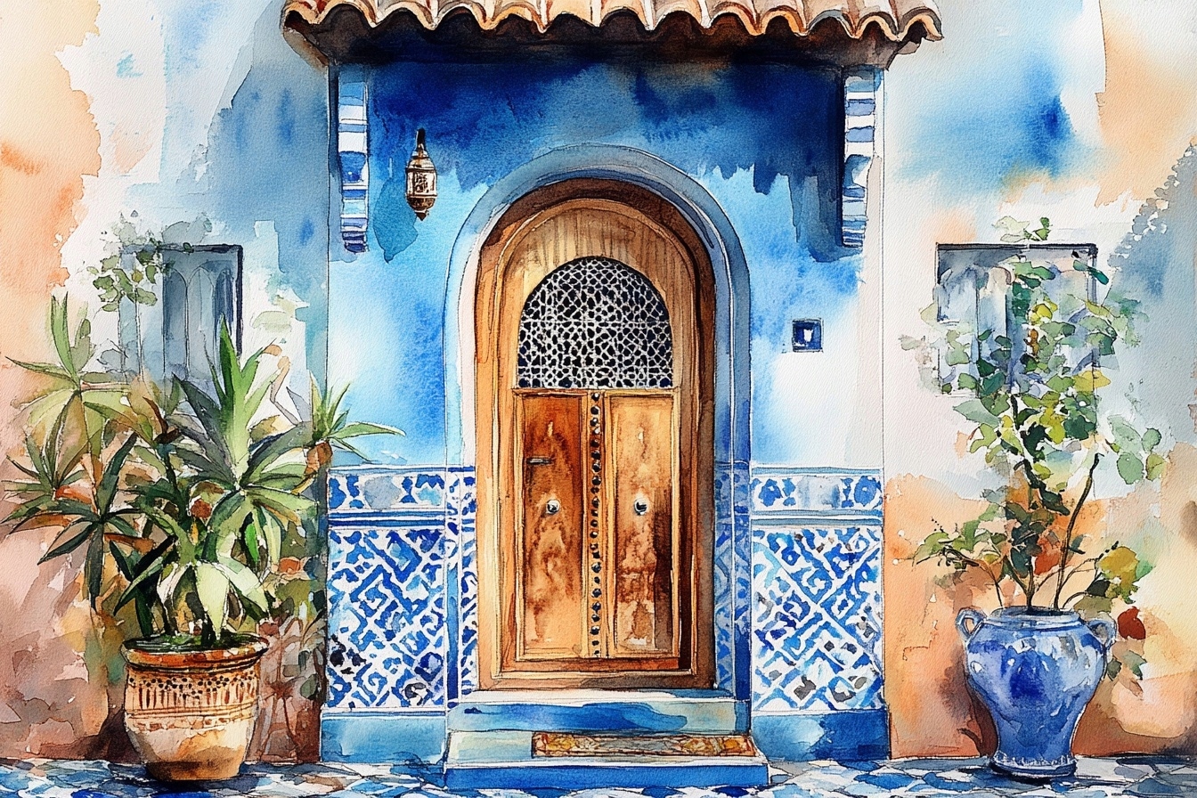 Obraz Na Plátně Canvas Arabská Architektura Dveře Vchod Azulejos 120x80
