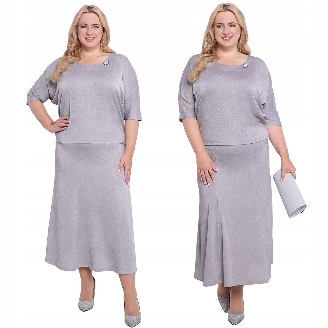 Stříbrný lesklý komplet s broží 58