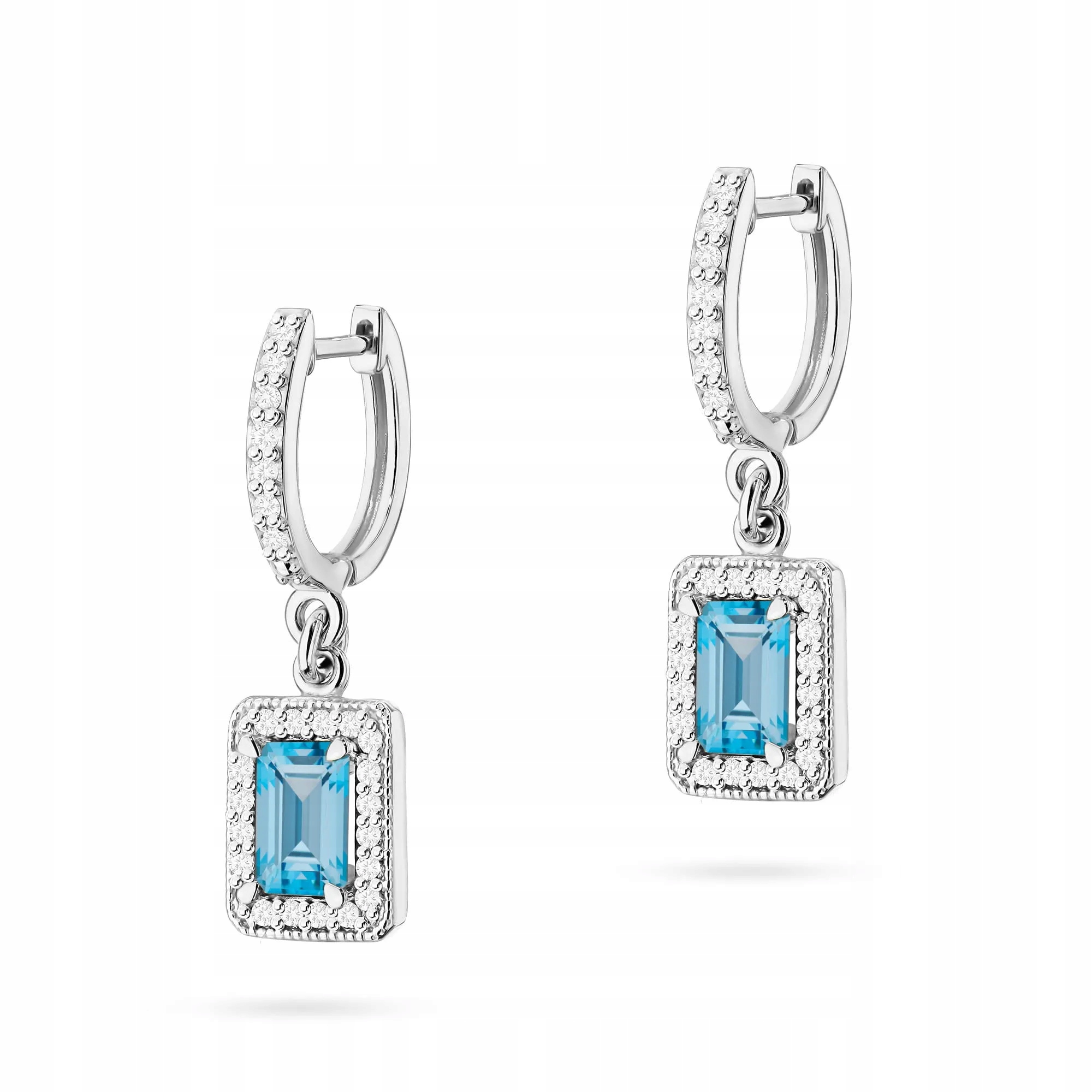 Złote kolczyki Topaz 2 x 0,65ct białe złoto pr. 585