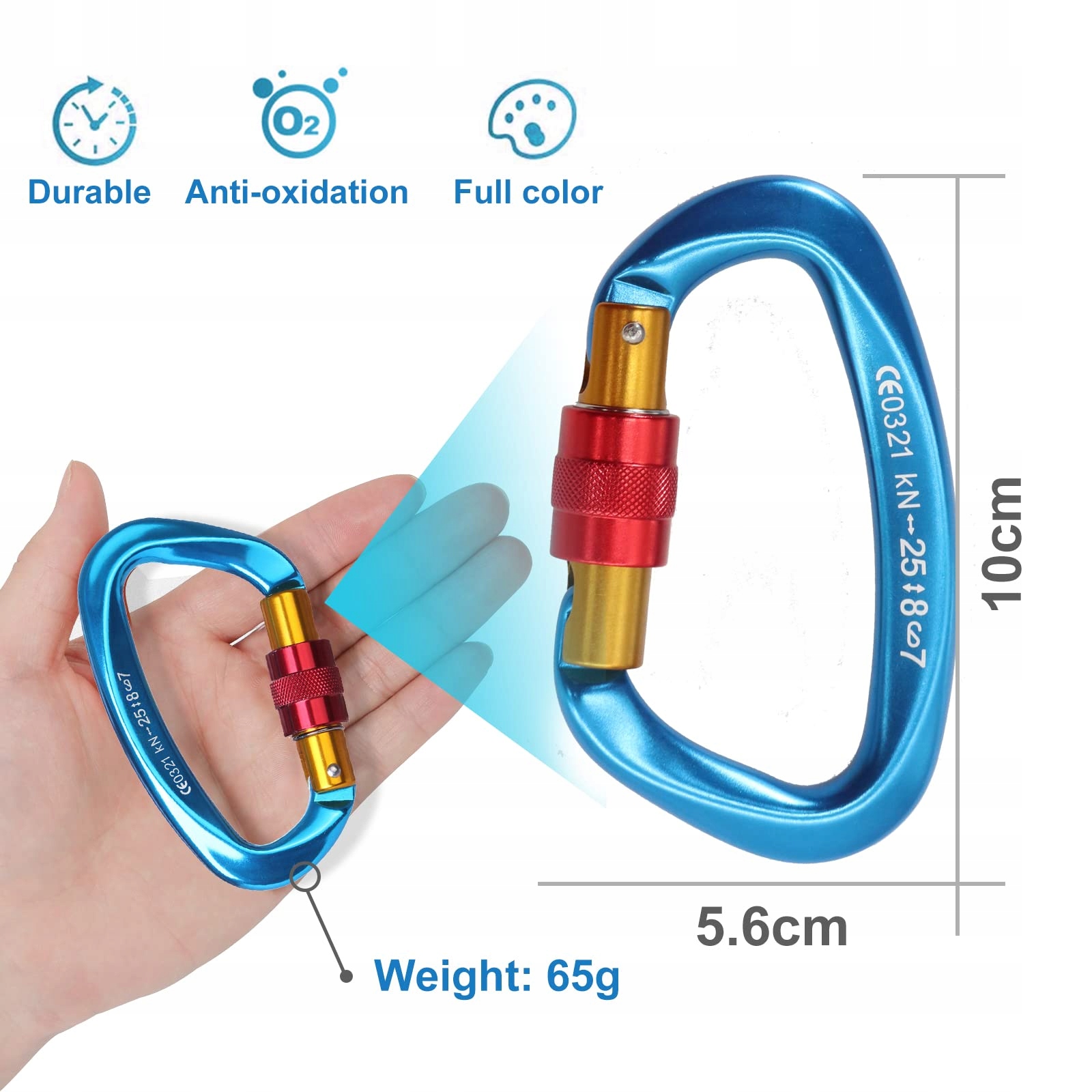 KLETTERKARABINER Karabińczyk Wspinaczkowy 25kN Niebieski — miniatura 6