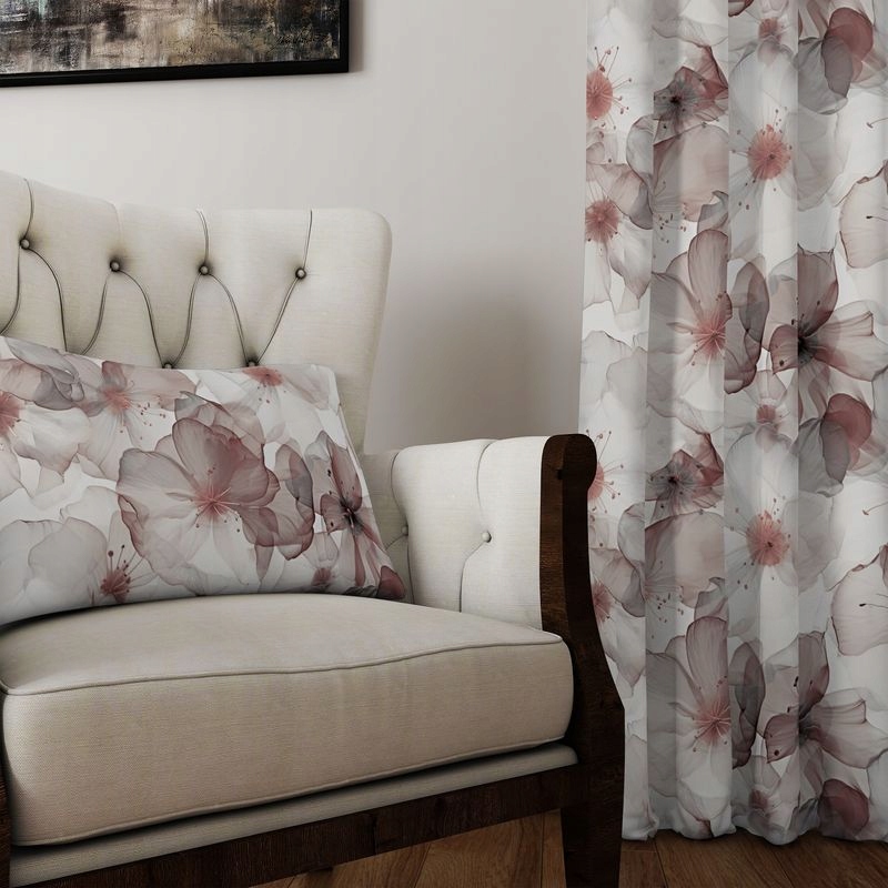 na míru Závěsy hotové oka páskou Růžové květy