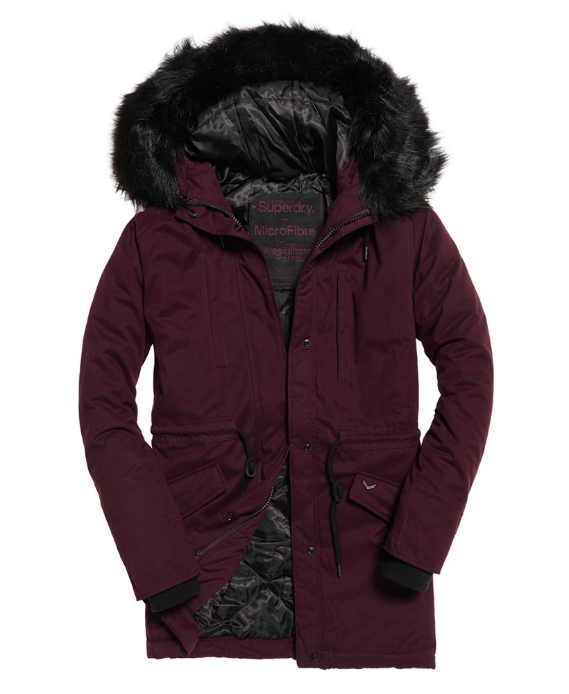 Parka zimní bunda Superdry Alessandra velikost S 36 švestková