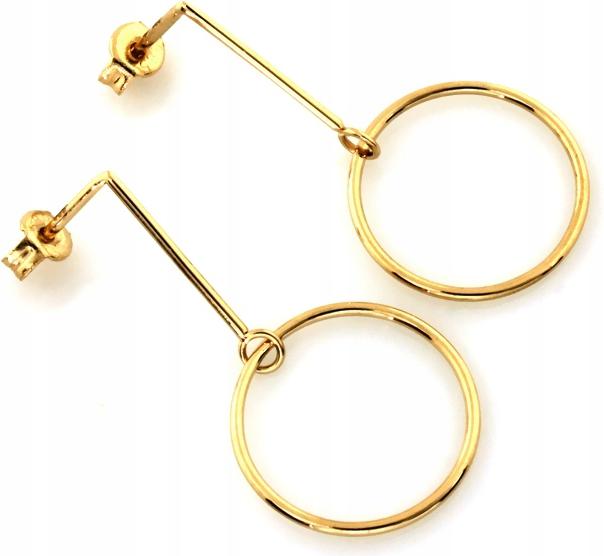 Náušnice zlaté 585 kolečka na pevném prvku 14k, vkusné jako dárek