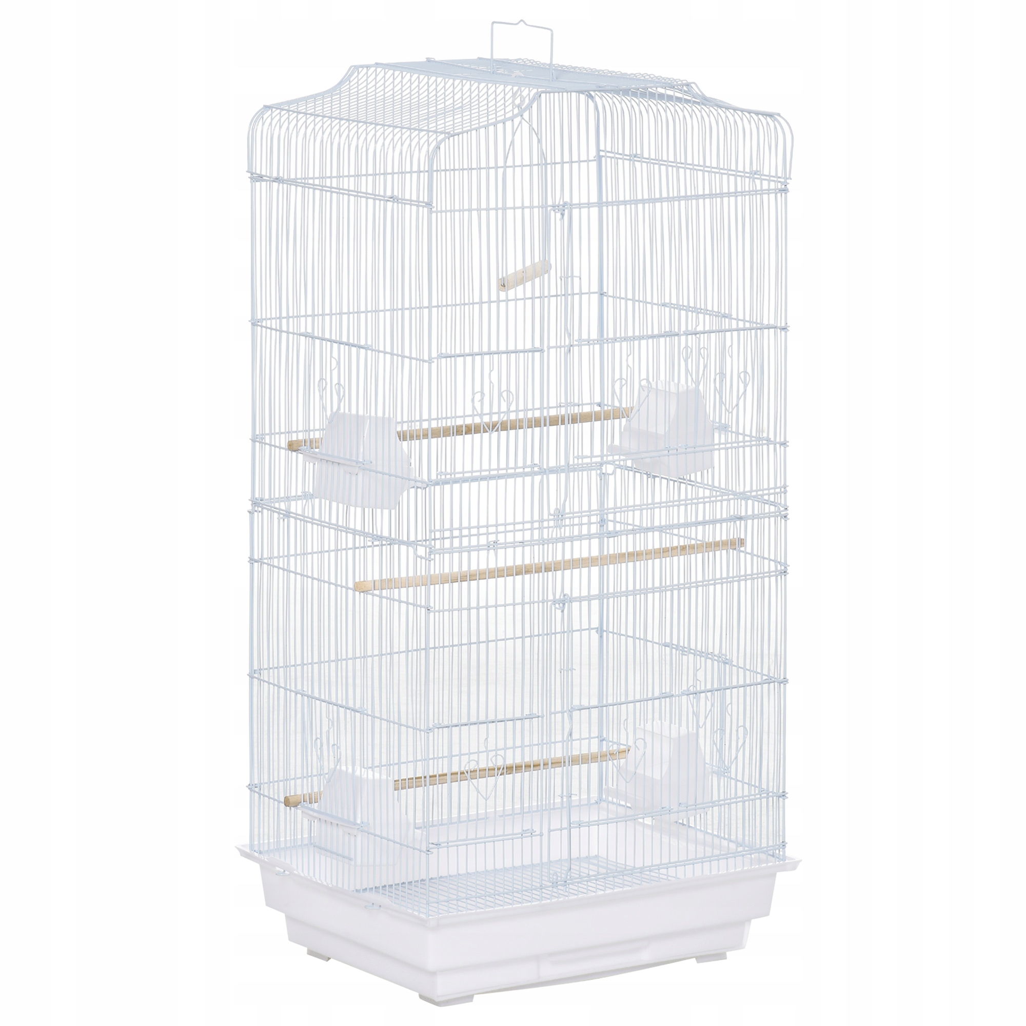 Klec pro ptáky PawHut bílá 47,5×36×91 cm s žerdkami a táckem