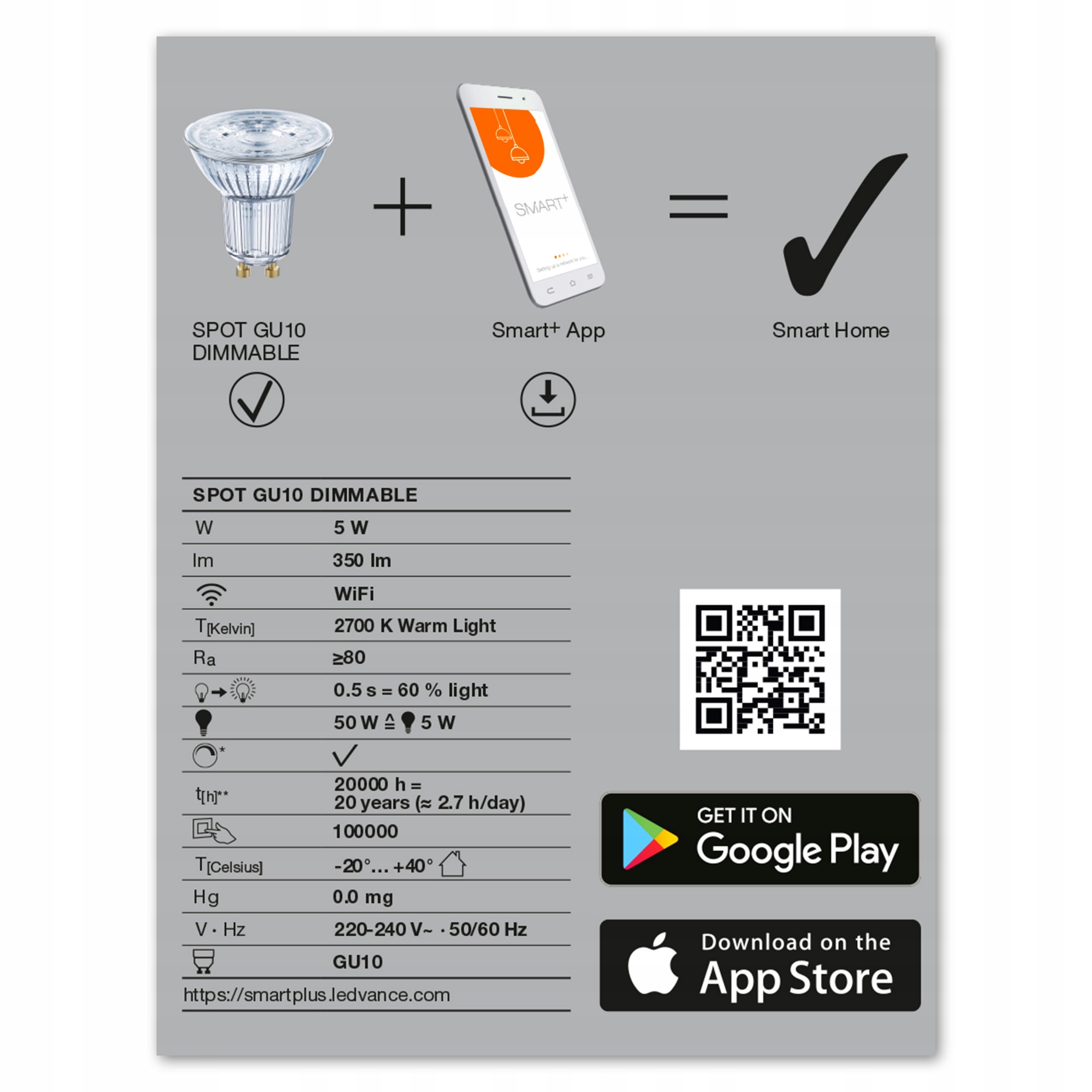 Reflektor LED SMART+ WiFi 5W 2700K 45° ściemniana Marka Ledvance