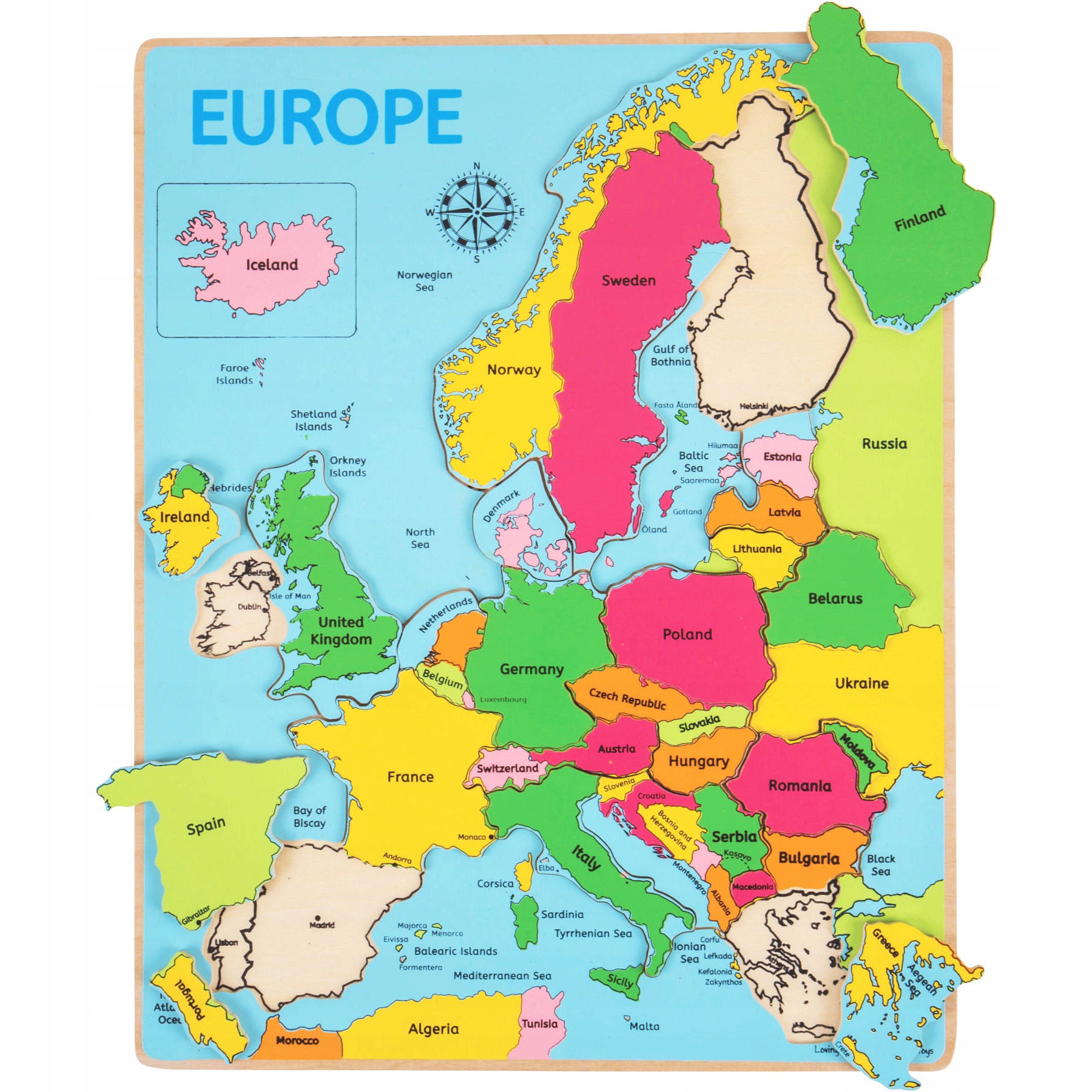 

Puzzle drewniane Mapa Europy angielska 25 części