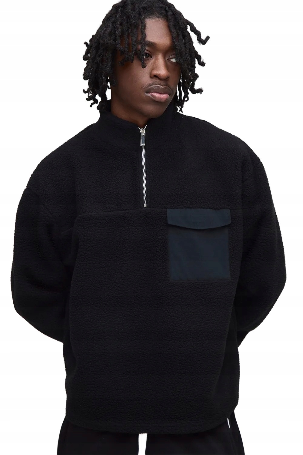 Boohooman Pánská Černá Mikina S Kapsou A Zipem S 3A