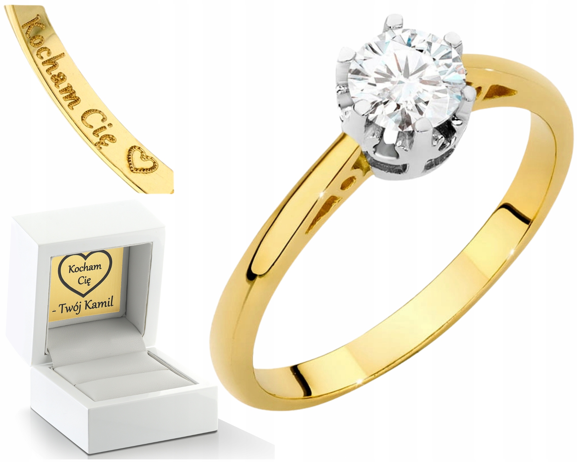 Zlatý Prstýnek S Laboratorním Diamantem Klasika 0,50 Ct 585 Gravírování
