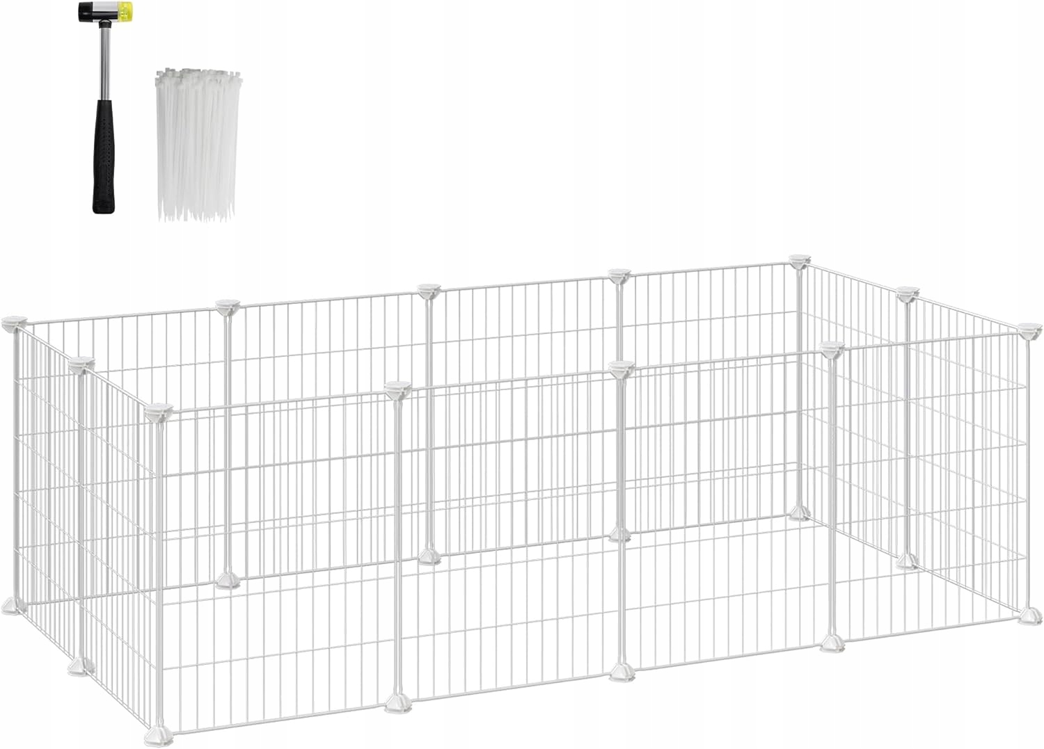 Levně Songmics Modulární klec, oplocení 143 x 73 x 46 cm bílá