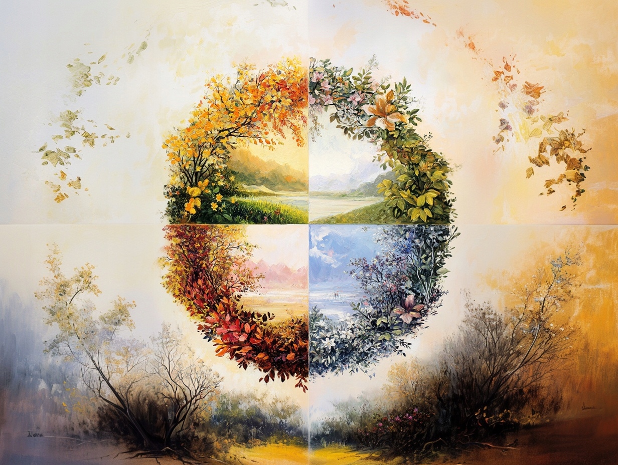 Obraz Na Plátně Canvas Příroda Kruh Cyklus Roční Období Sezóna Kalendář 80x60