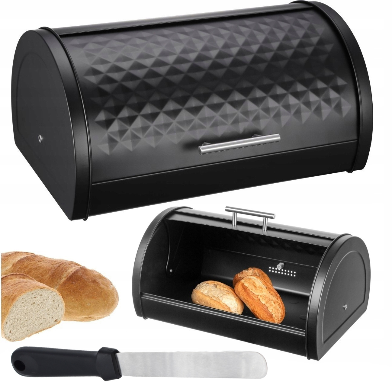 CHLEBAK METALOWY POJEMNIK NA PIECZYWO CZARNY