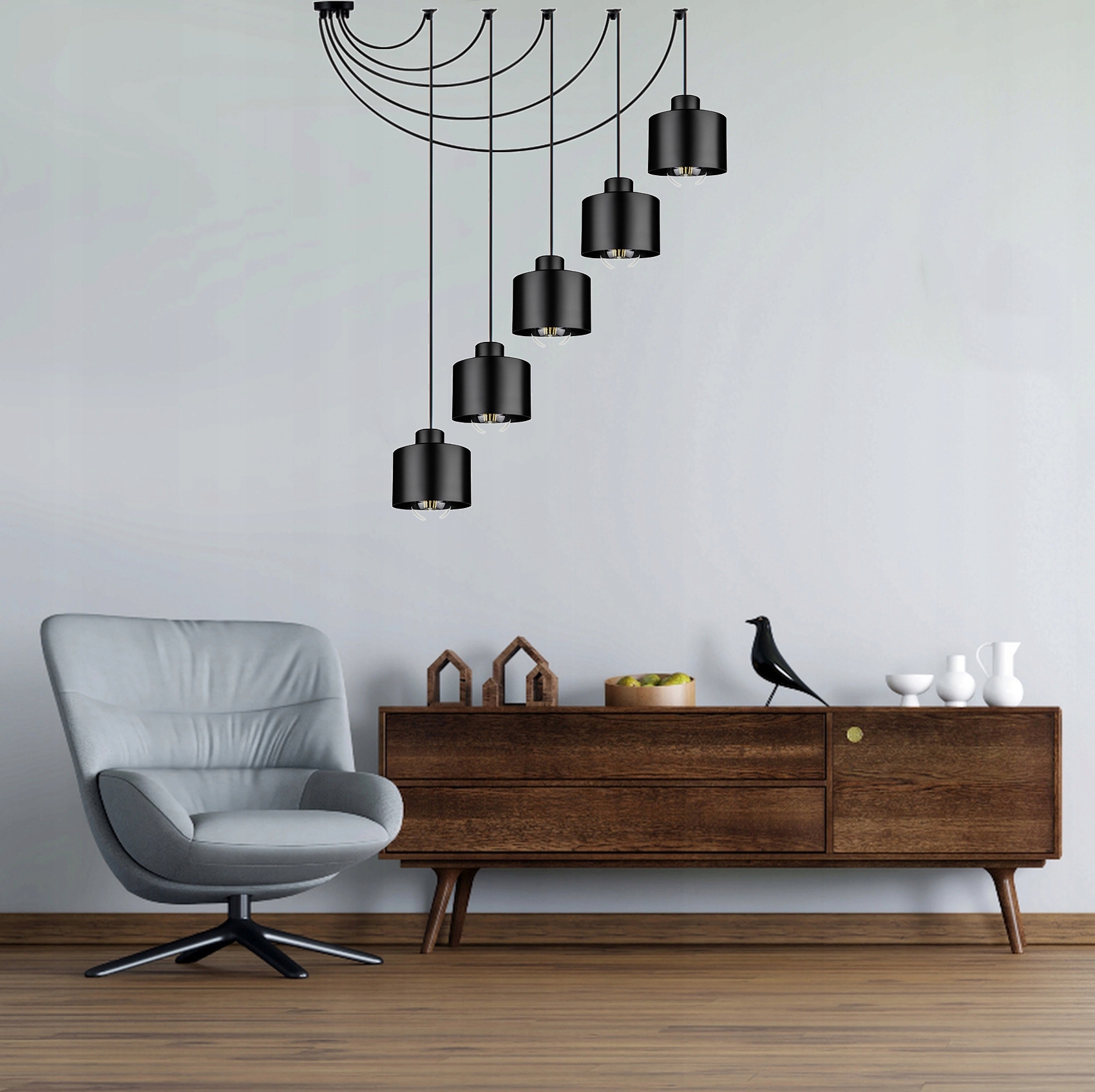 ŻYRANDOL LAMPA WISZĄCA SUFITOWA PLAFON LED E27 LOFT PAJĄK 5 SALON SYPIALNIA Kod producenta P-5