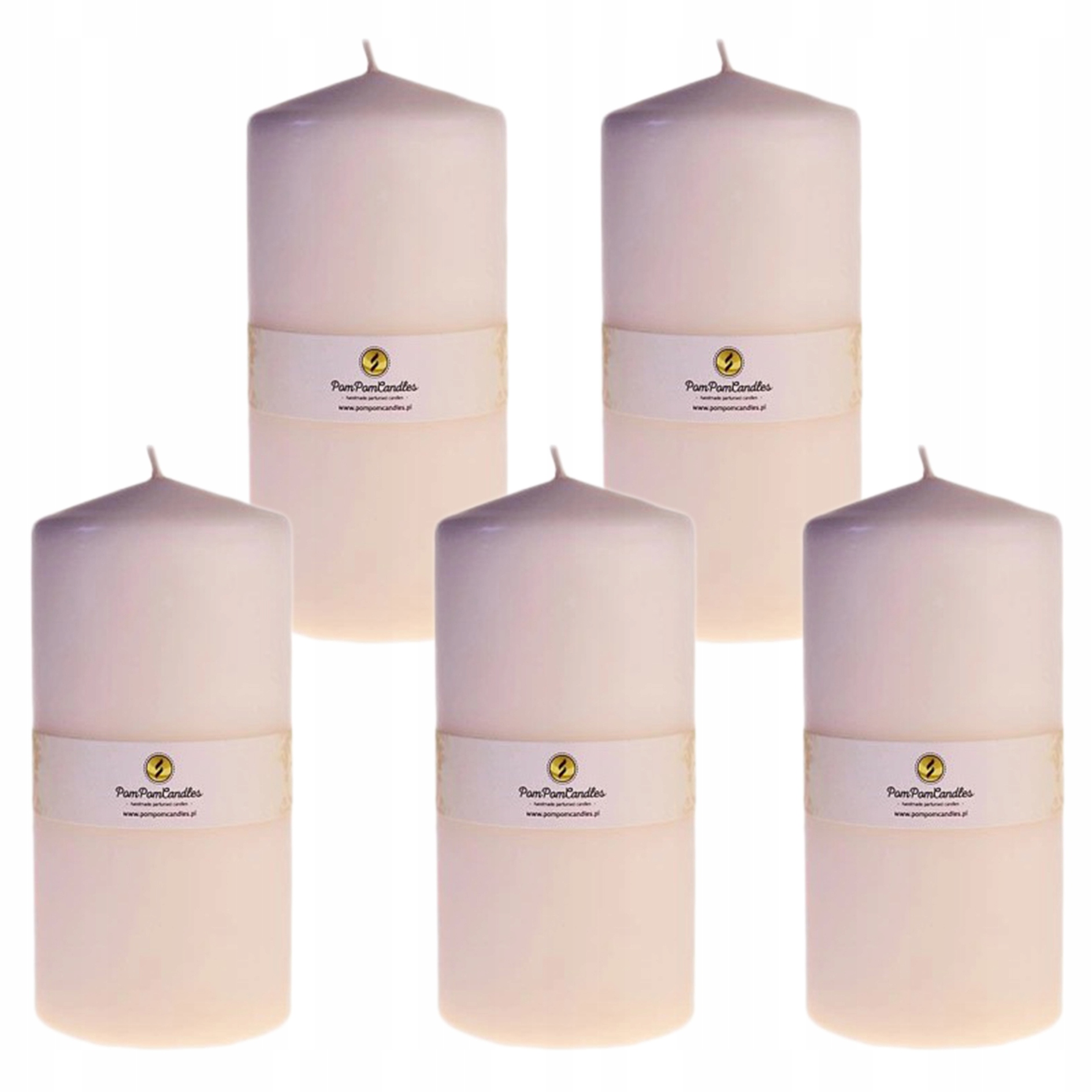 ZESTAW 5SZT ŚWIECZEK WALEC ECRU 6,5X12CM CENA