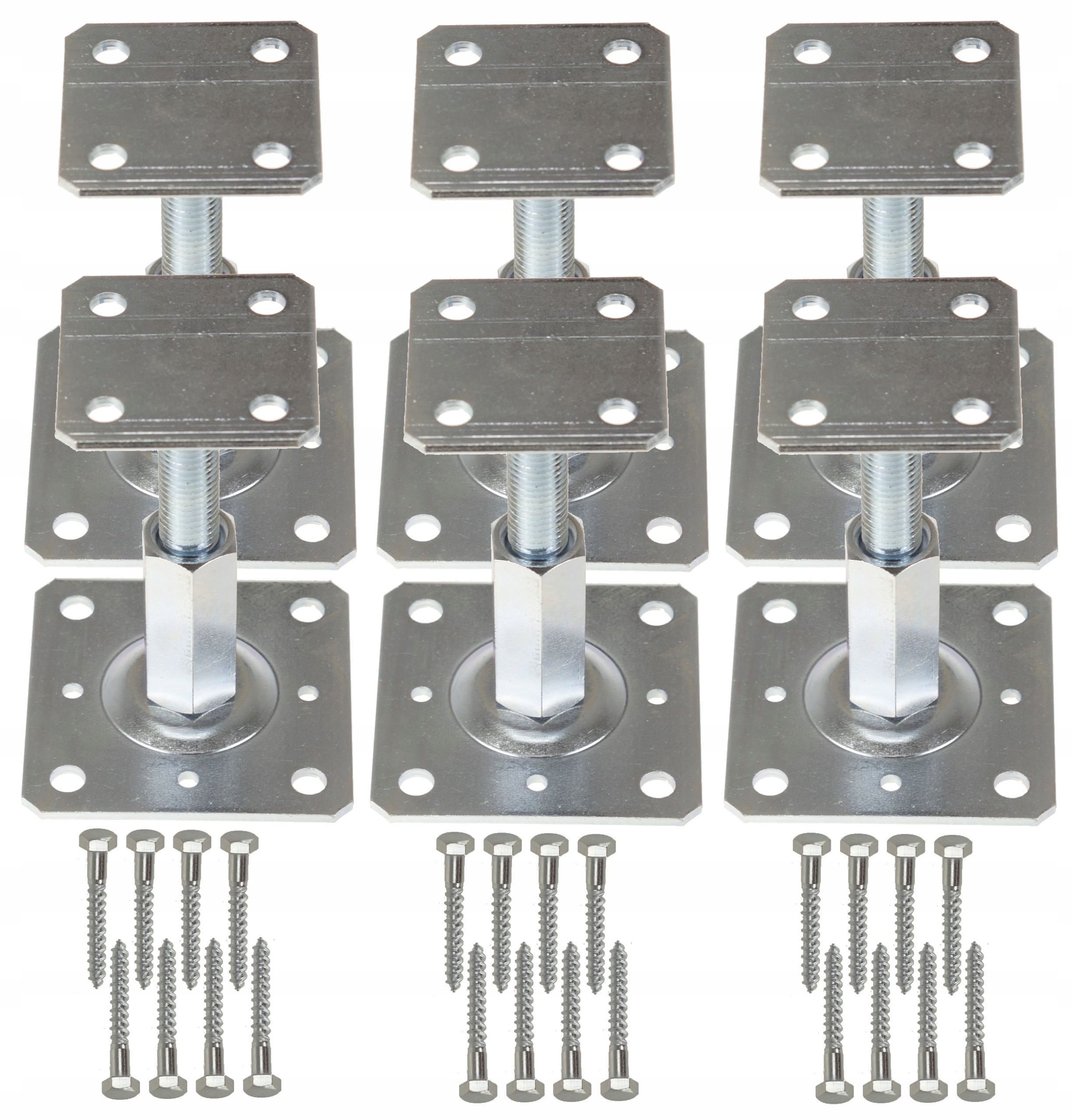 6X Základna Držák Sloupku 110x80 Kotvící Kolík Vertikálně Nastavitelná 90-160MM Pl