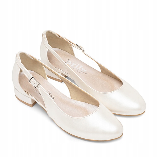 Brilu Polskie Ślubne Perłowe Balerinki Z Wycięciami Sandy Ivory 38