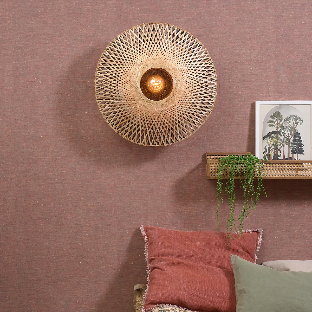 KINKIET LAMPA ŚCIENNA NATURALNA BOHO BAMBUSOWA PLECIONA XXL Marka TOOLIGHT