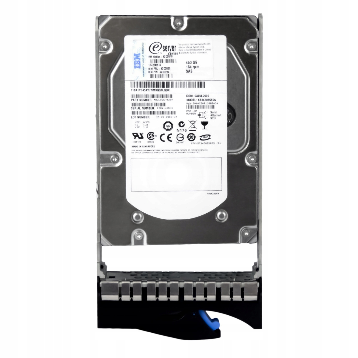 Ibm 42D0520 42C0264 450GB 15K SAS-1 ST3450856SS 450 Gb Sas Hdd, 15 000 ot./min