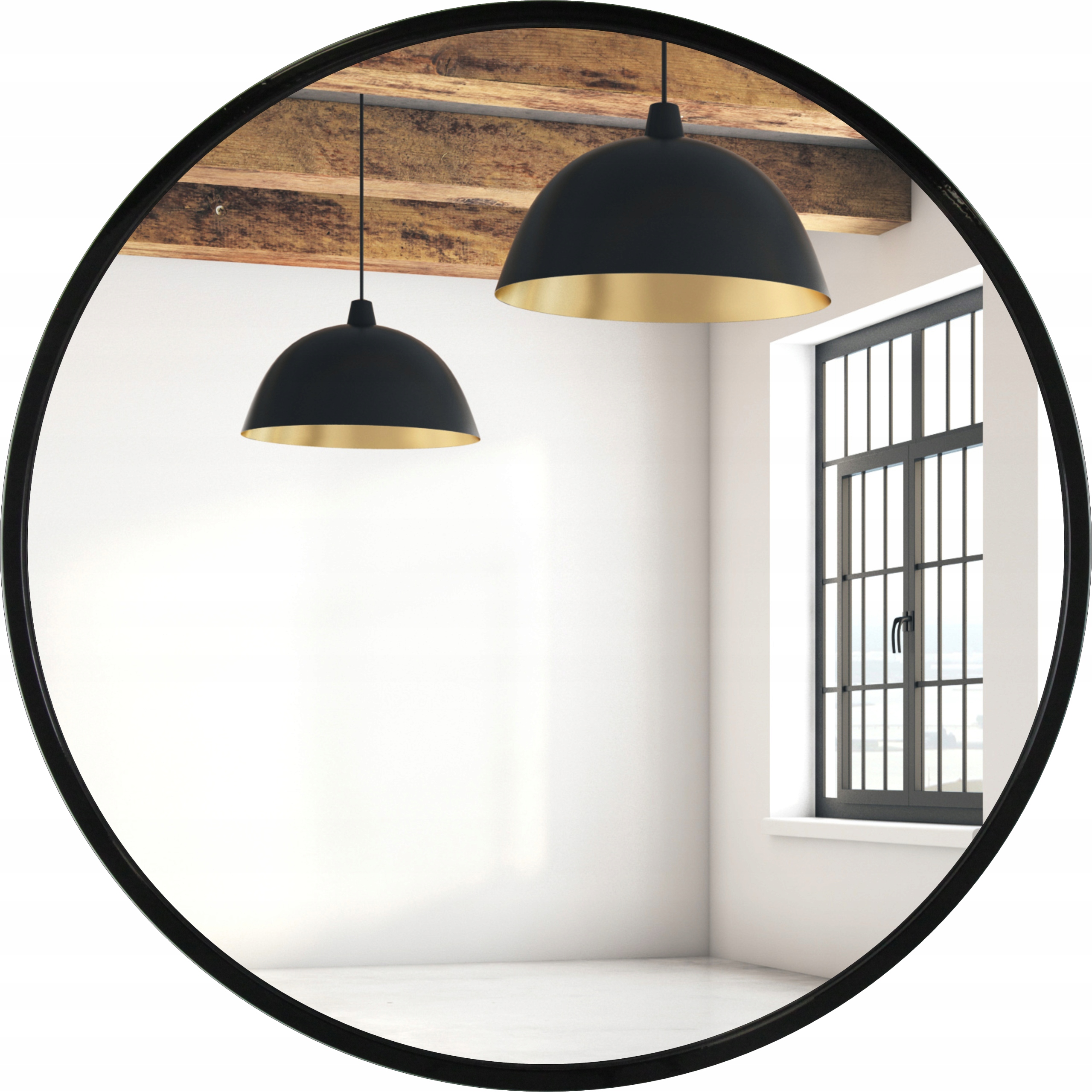 

Lustro Okrągłe Czarne Loft 85 CM Połysk