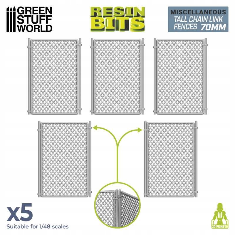 Gsw 13173 3D printed Chain Link Fences 70mm (set 5pcs) (ogrodzenie)