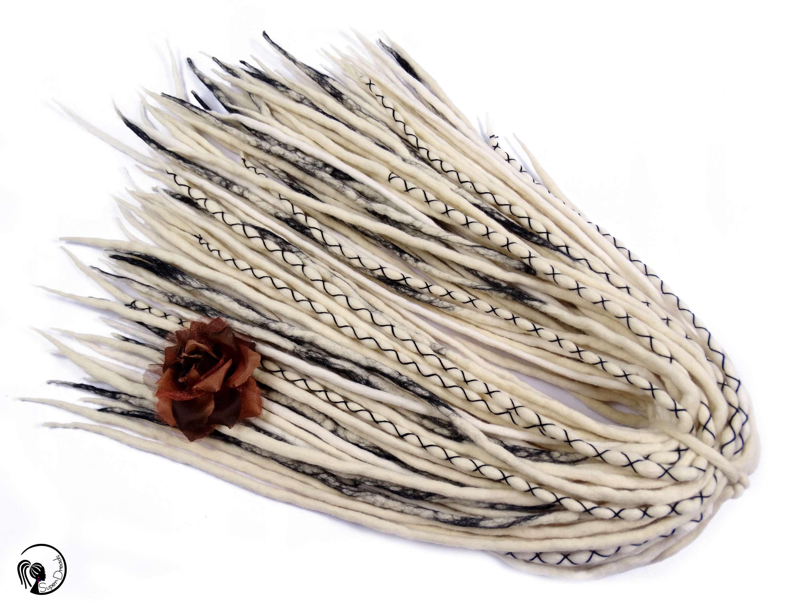 Dredloky Dredy vlněné, blond černé, Smetanová Pokušení, 40 kusů