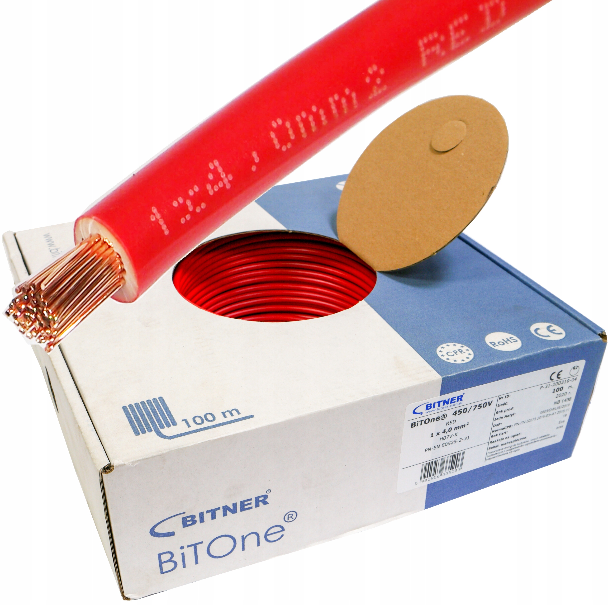 Kábel Lgy 4 červený Bitone 1x4 100 m