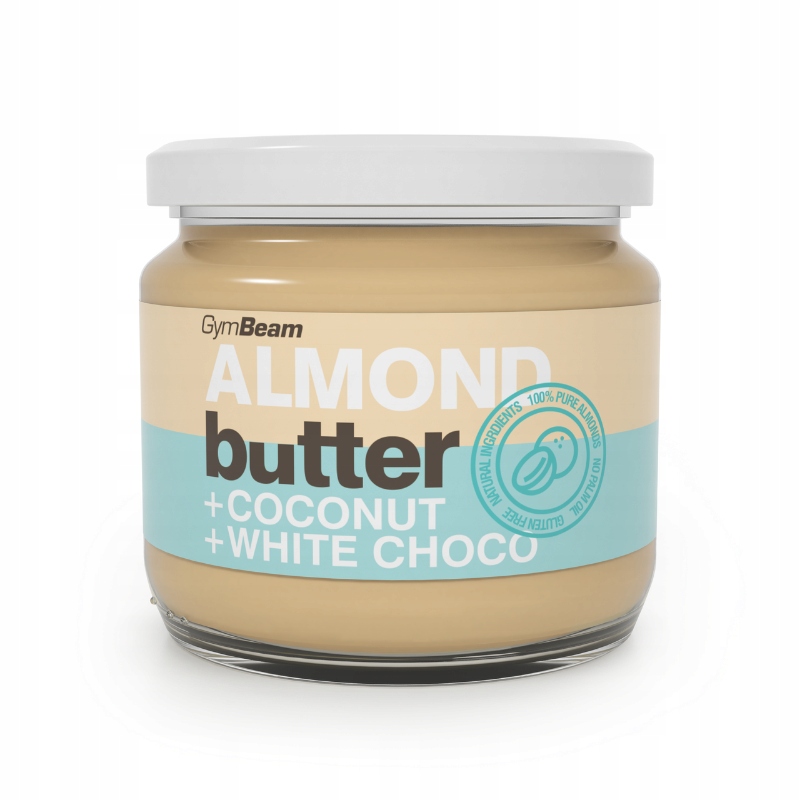 Levně Máslo bílá čokoláda kokos GymBeam Mandlové máslo s kokosem a bílou