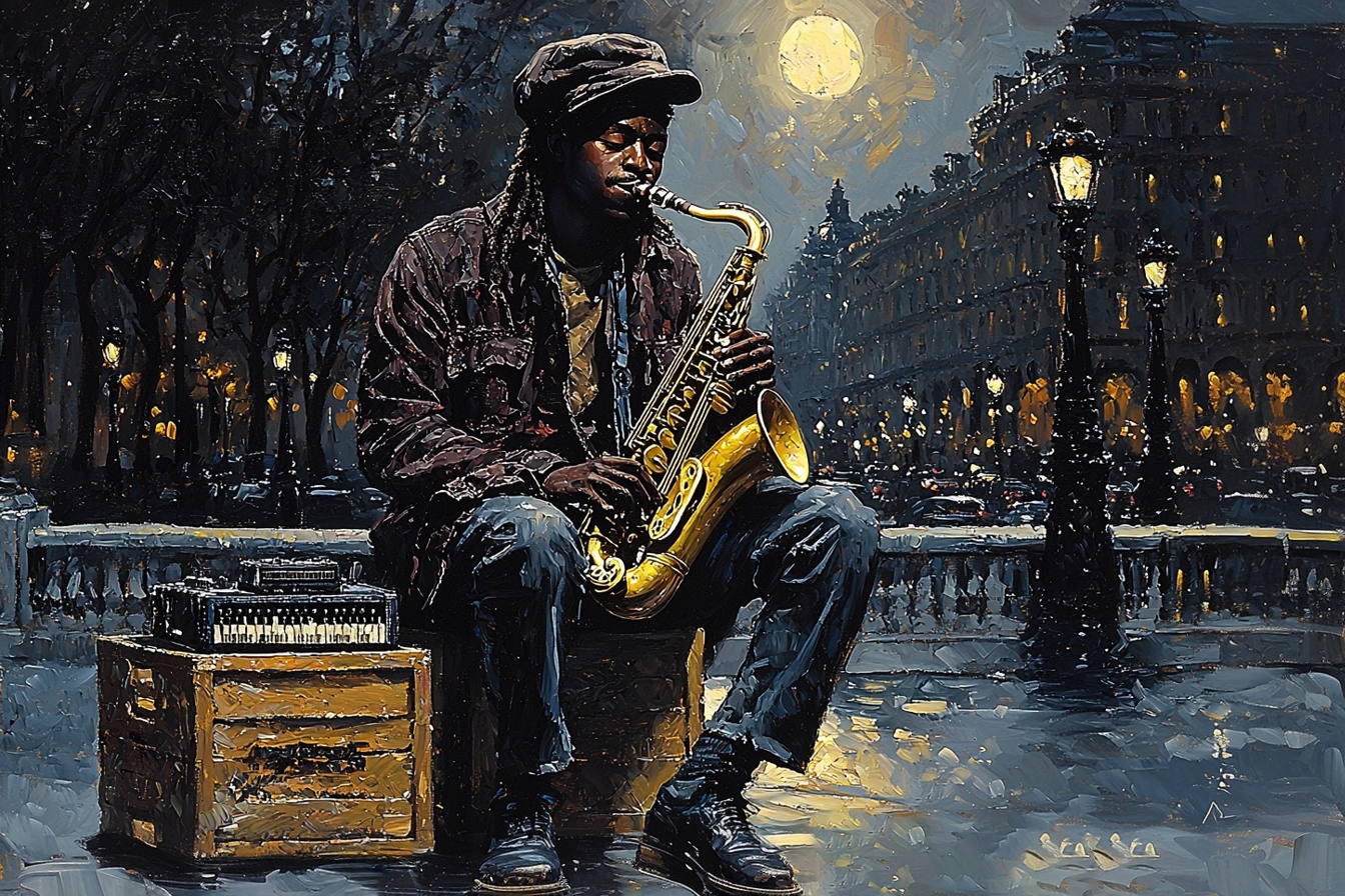 Obraz Na Plátně Canvas Město Ulice Hudebník Saxofon Koncert Večer 120x80