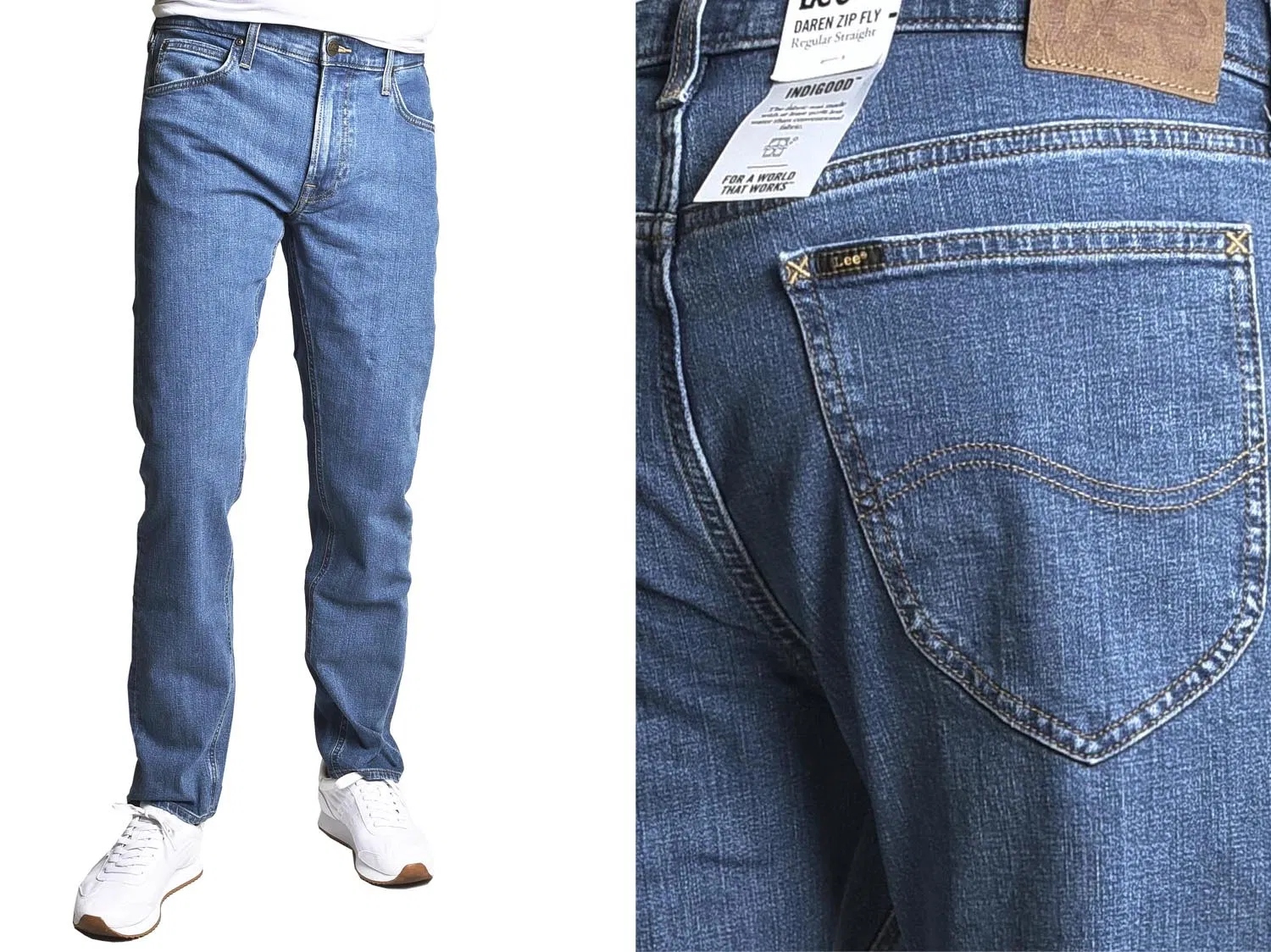 Lee Daren pánské džíny rovného střihu straight Zip Fly Modré W38 L32