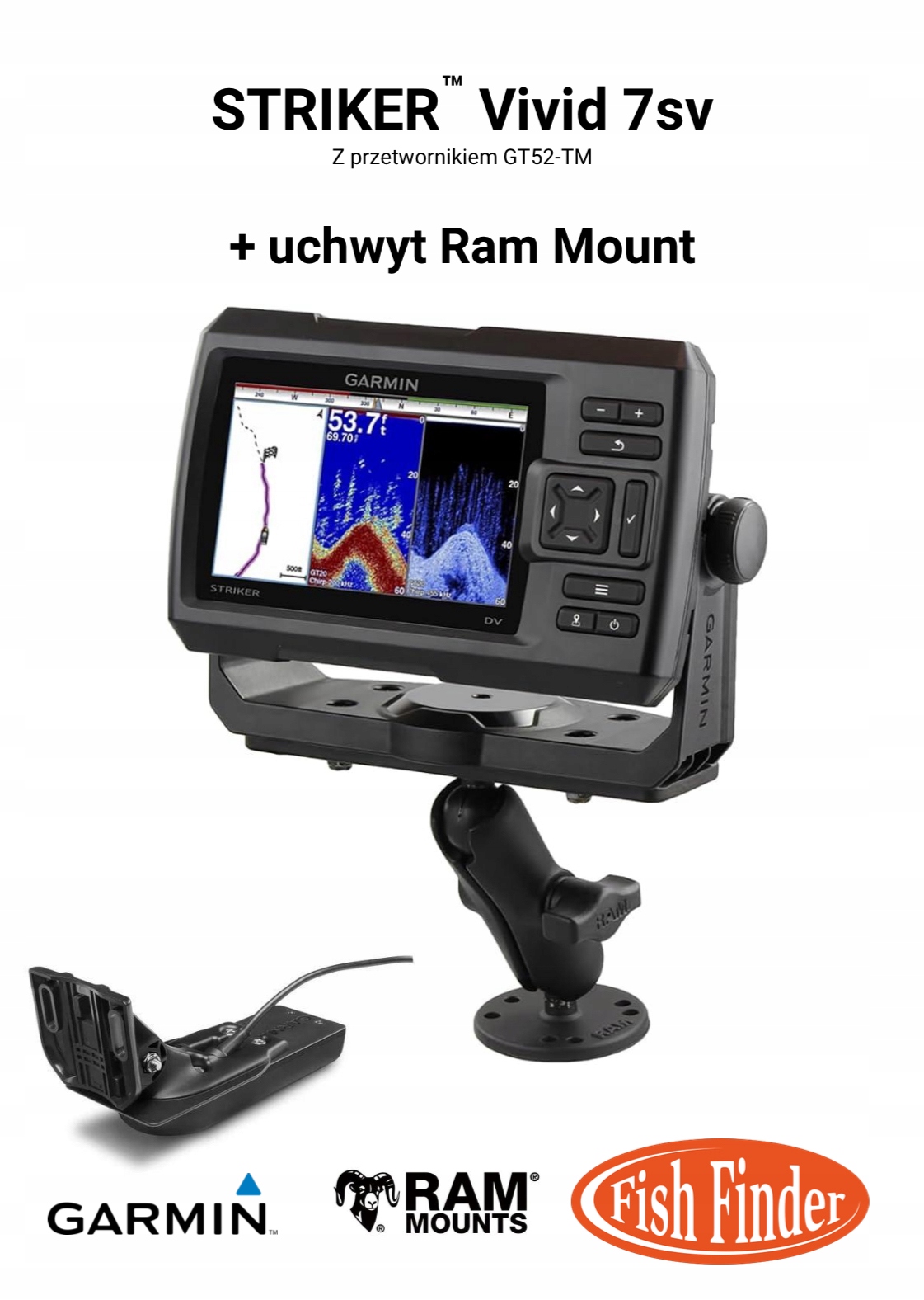 Echosonda Garmin Striker Vivid 7sv Uchwyt RamMount
