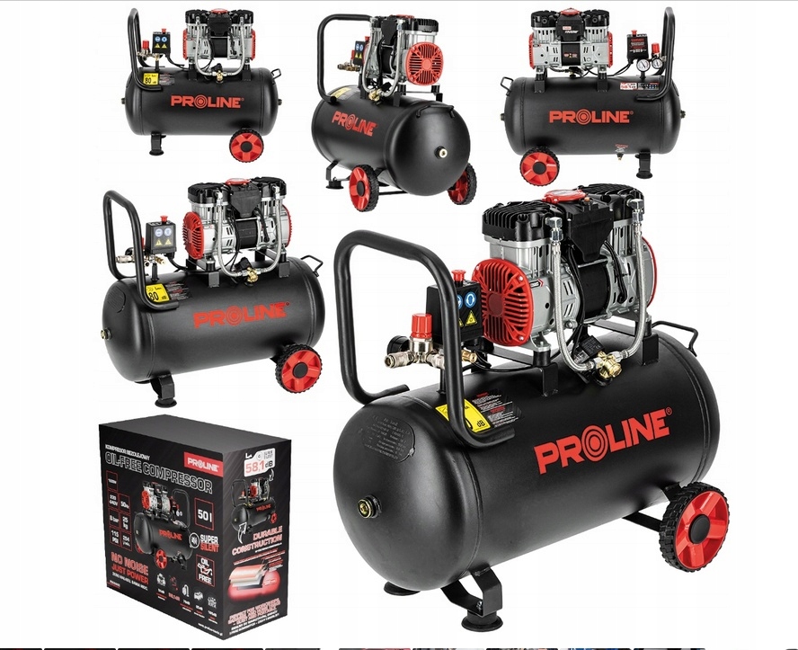 Bezolejový kompresorový kompresor 50L, 1500W/2KM 8BAR 254L/MIN Proline P200005