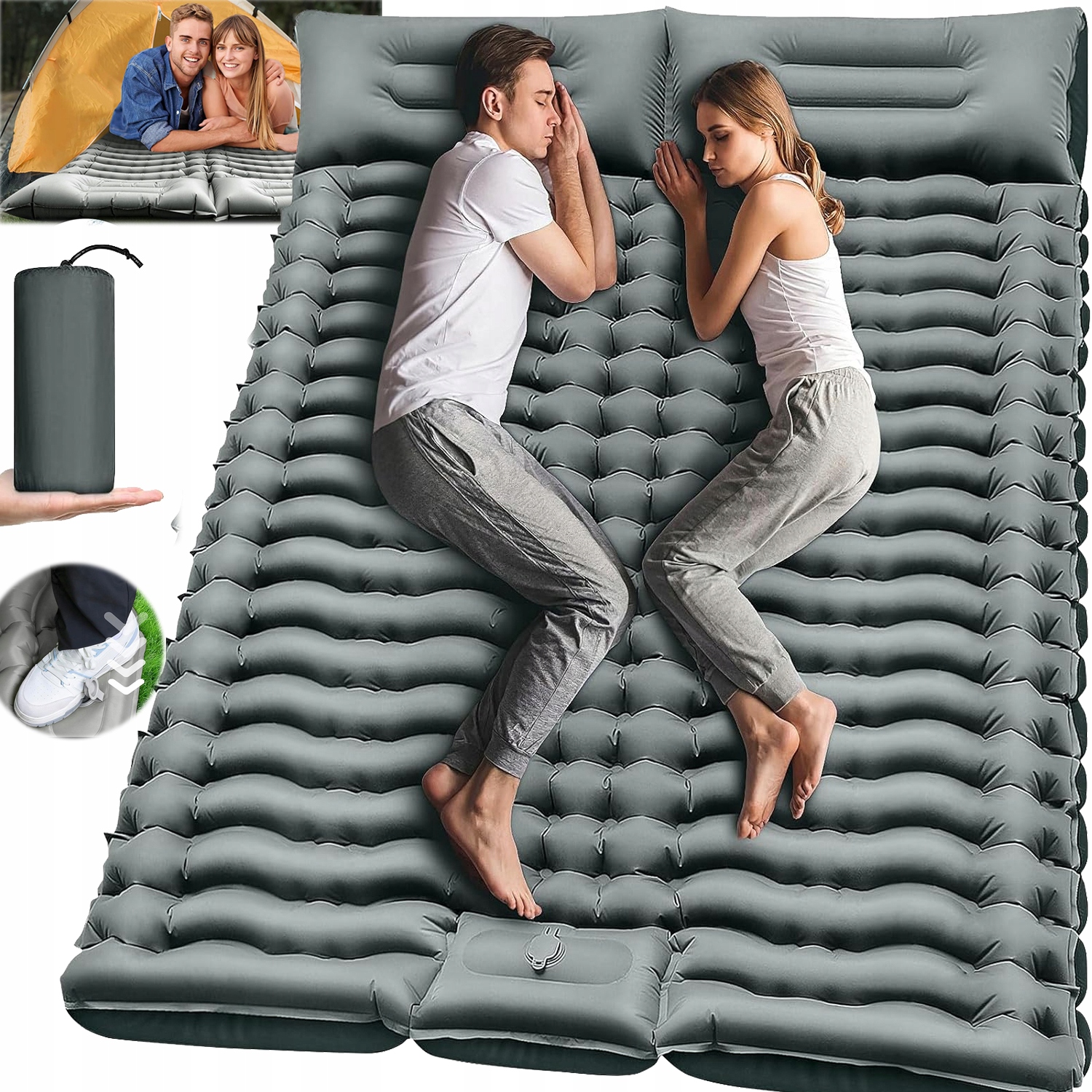 Dvoumístná Samonafukovací Kempingová Podložka Pro Pěší Turistiku Na Spaní Voděodolná