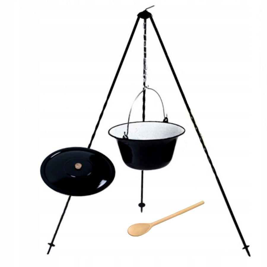 Kociołek Węgierski Emaliowany 20L Stojak Pokrywka