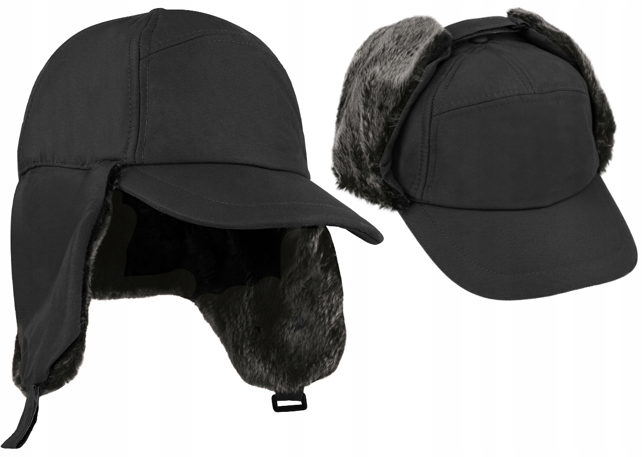 CZAPKA USZATKA ZIMOWA MĘSKA FOX TRAPPER CZARNA