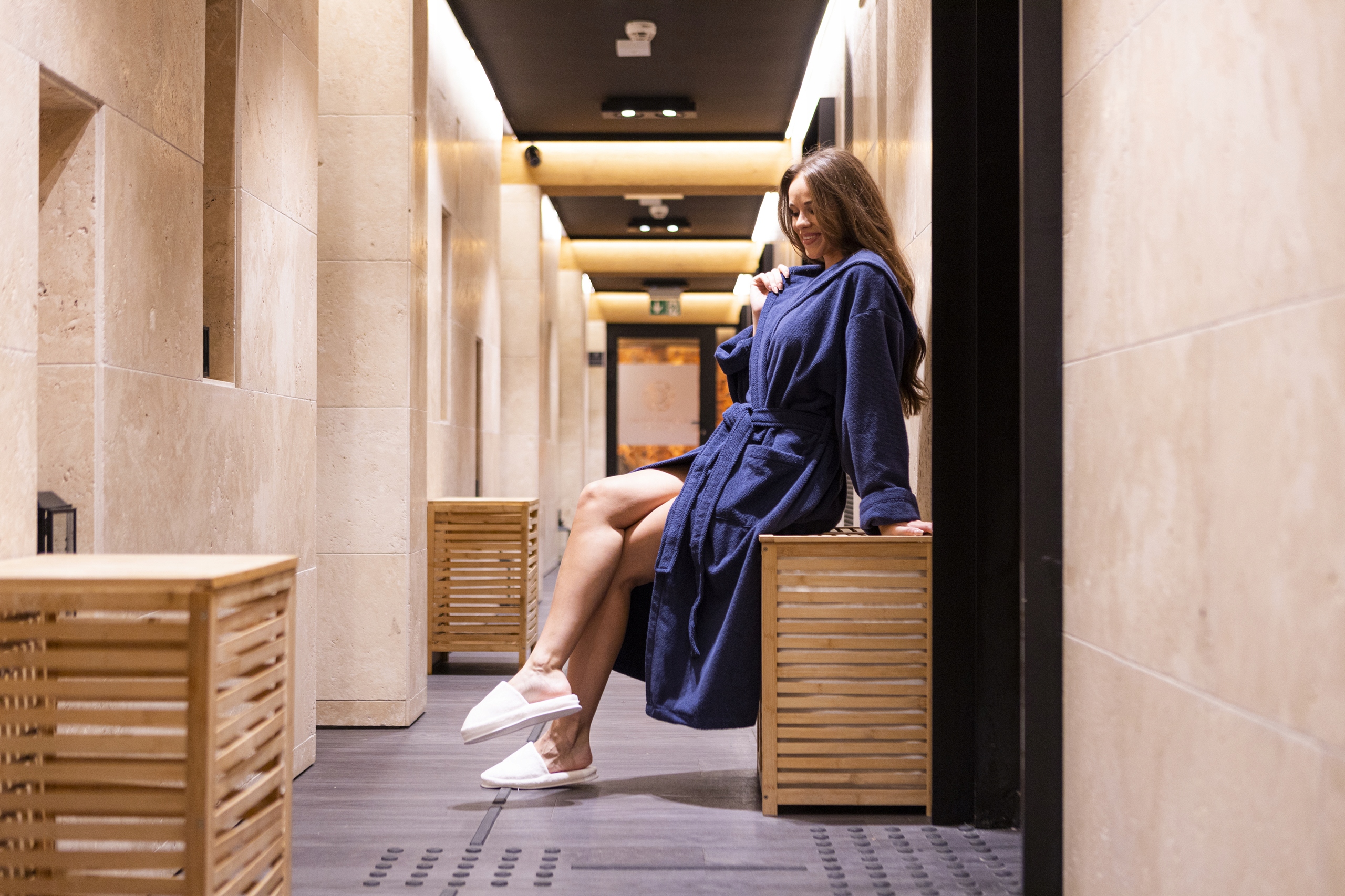 Župan Hudson VitalHome s kapucí 100% Bavlna 450 g -M- Tmavě modrá