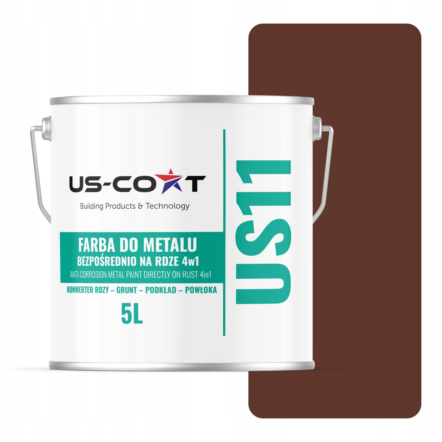 Farba Na Kov Na Hrdzu Plech Pozinkovaná 4v1 Červená Hnedá RAL8012 Polomat 5L