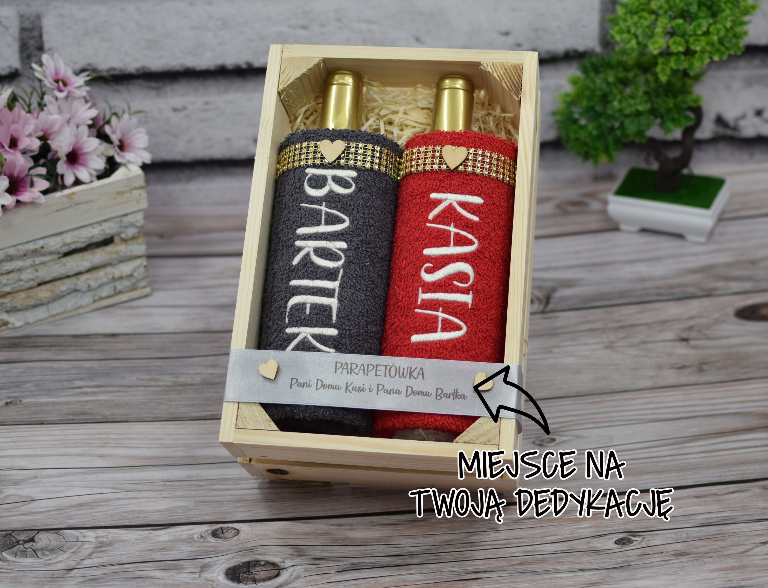 2 ręczniki w skrzynce PREZENT na Ślub Rocznicę Marka inna