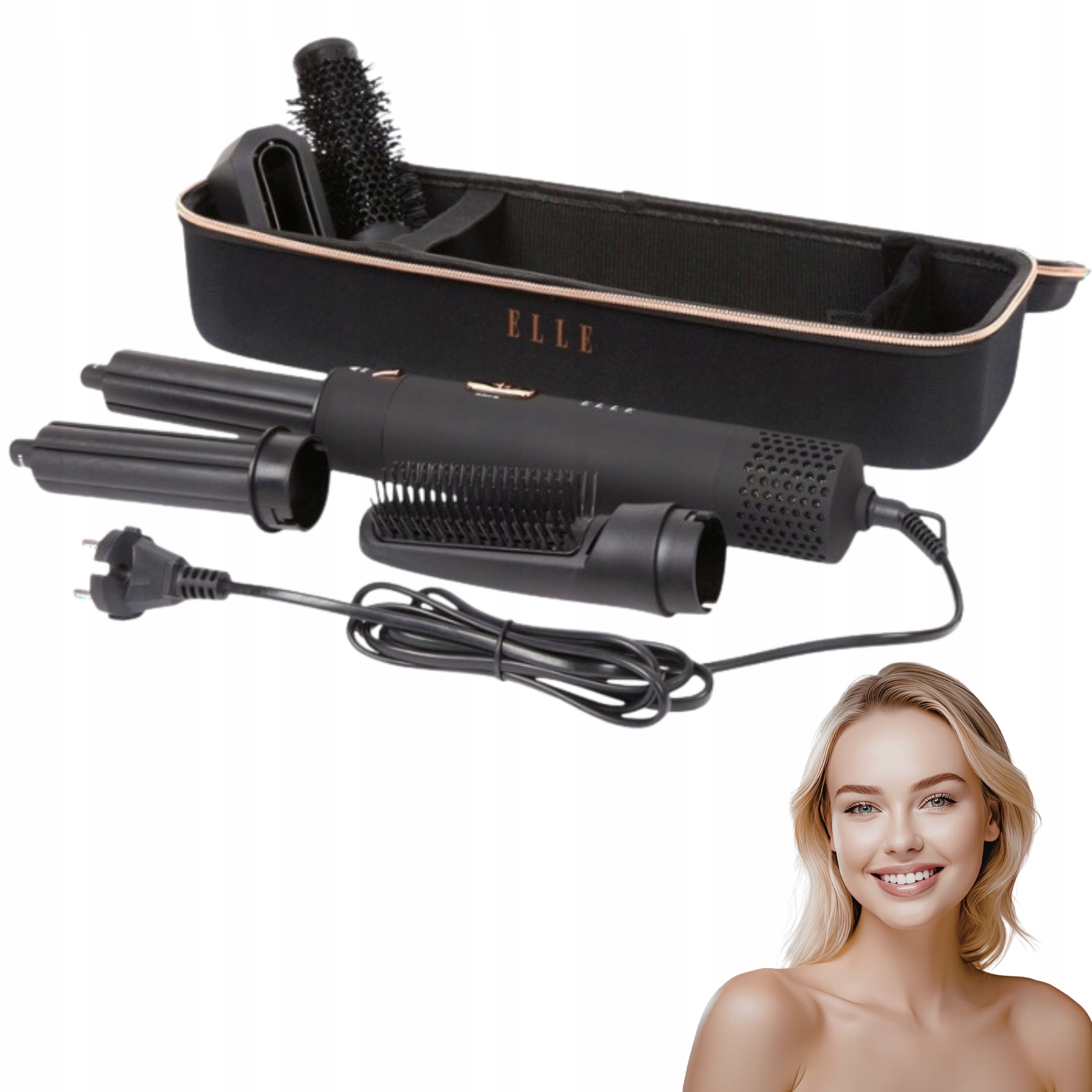 Lokówko-suszarka Do Włosów Elle 5w1 Wielofunkcyjna Nasadki 1200W