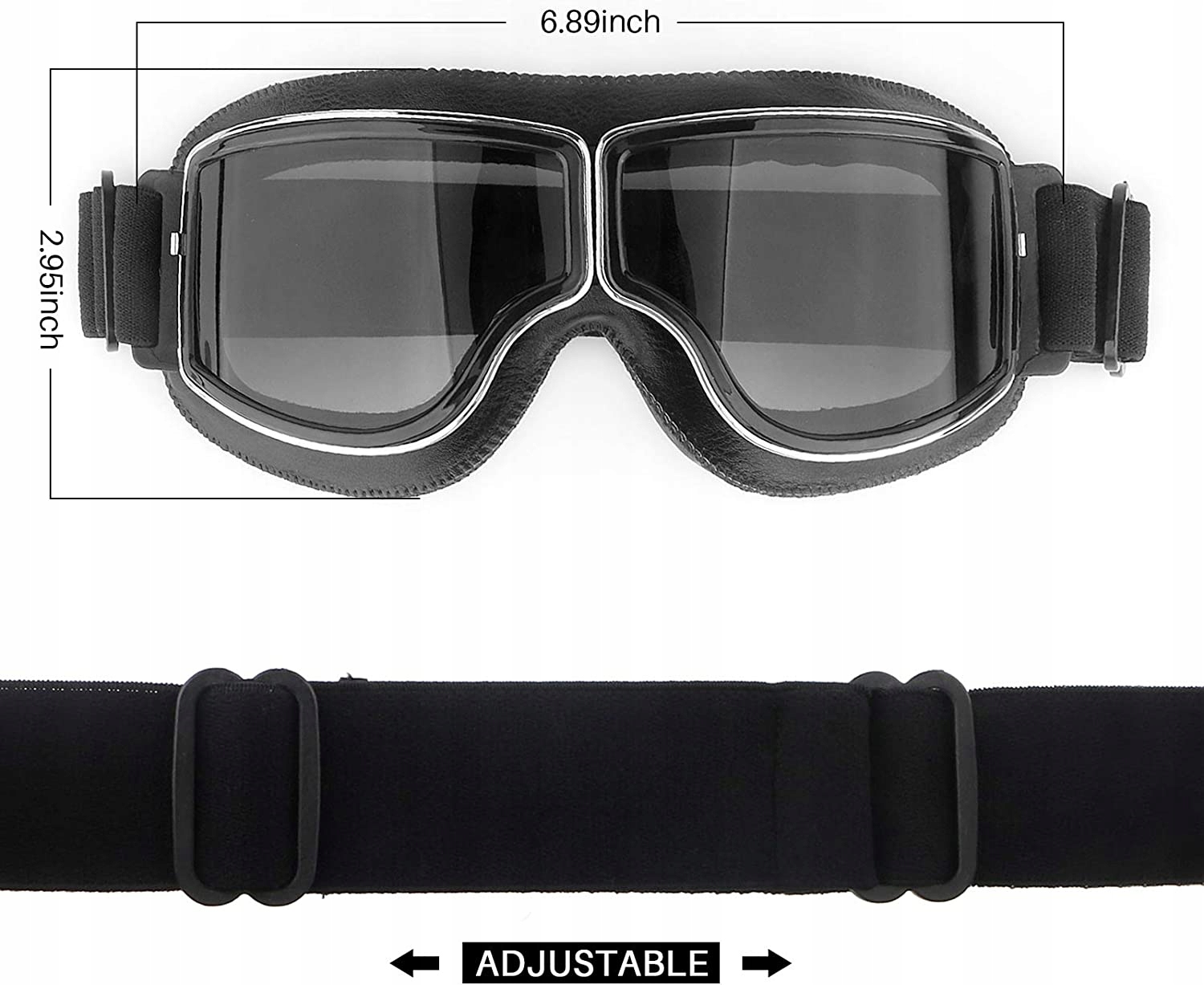 GOGLE MOTOCYKLOWE VINTAGE PILOT SKÓRZANE OKULARY Waga produktu z opakowaniem jednostkowym 0.29 kg