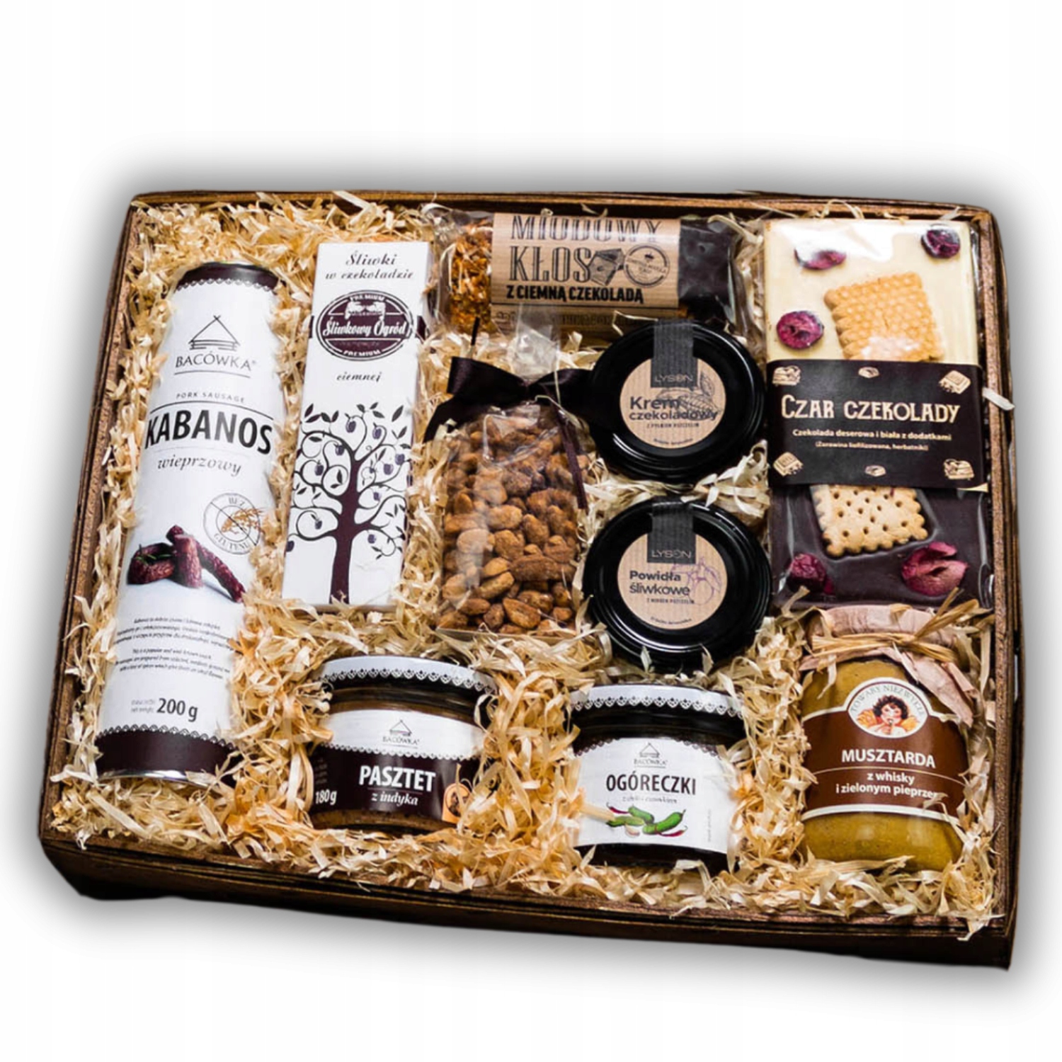 Levně Velký, Elegantní Delikatesový Dárkový Koš kabanosy sladkosti med krém