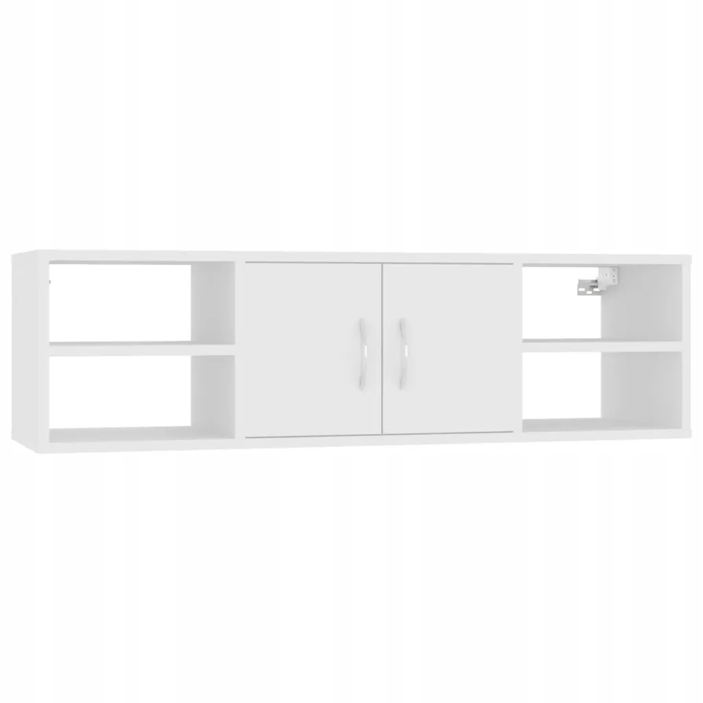 Závěsná skříňka se 6 policemi a deskou, bílá, 102 x 30 x 29 cm