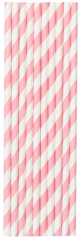 SŁOMKI BIAŁE W RÓŻOWE PASKI URODZINOWE 10 SZT Kod producenta 23123