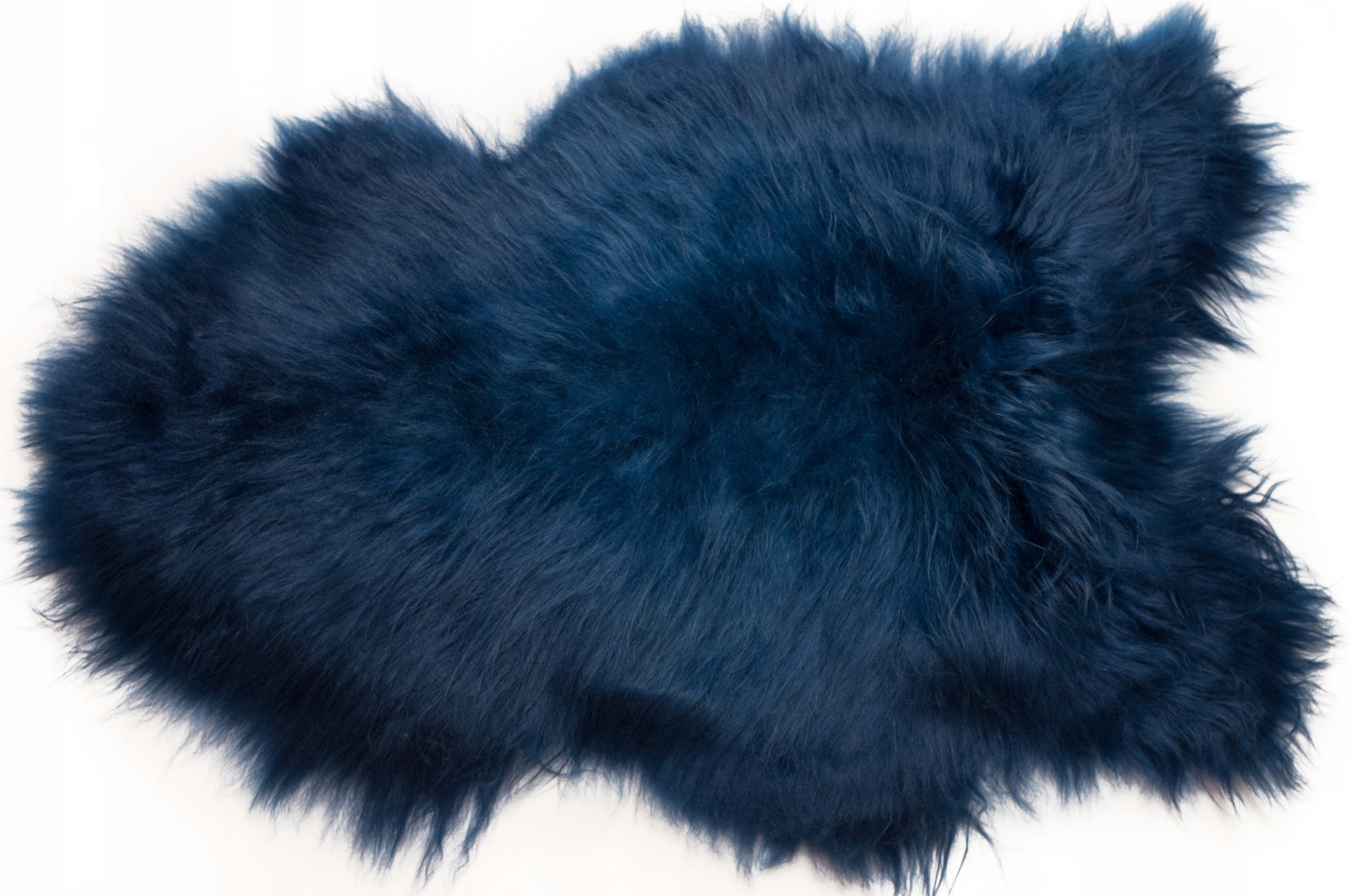 Přírodní koberec Dlouhá Ovčí vlna Přírodní kůže Modrá