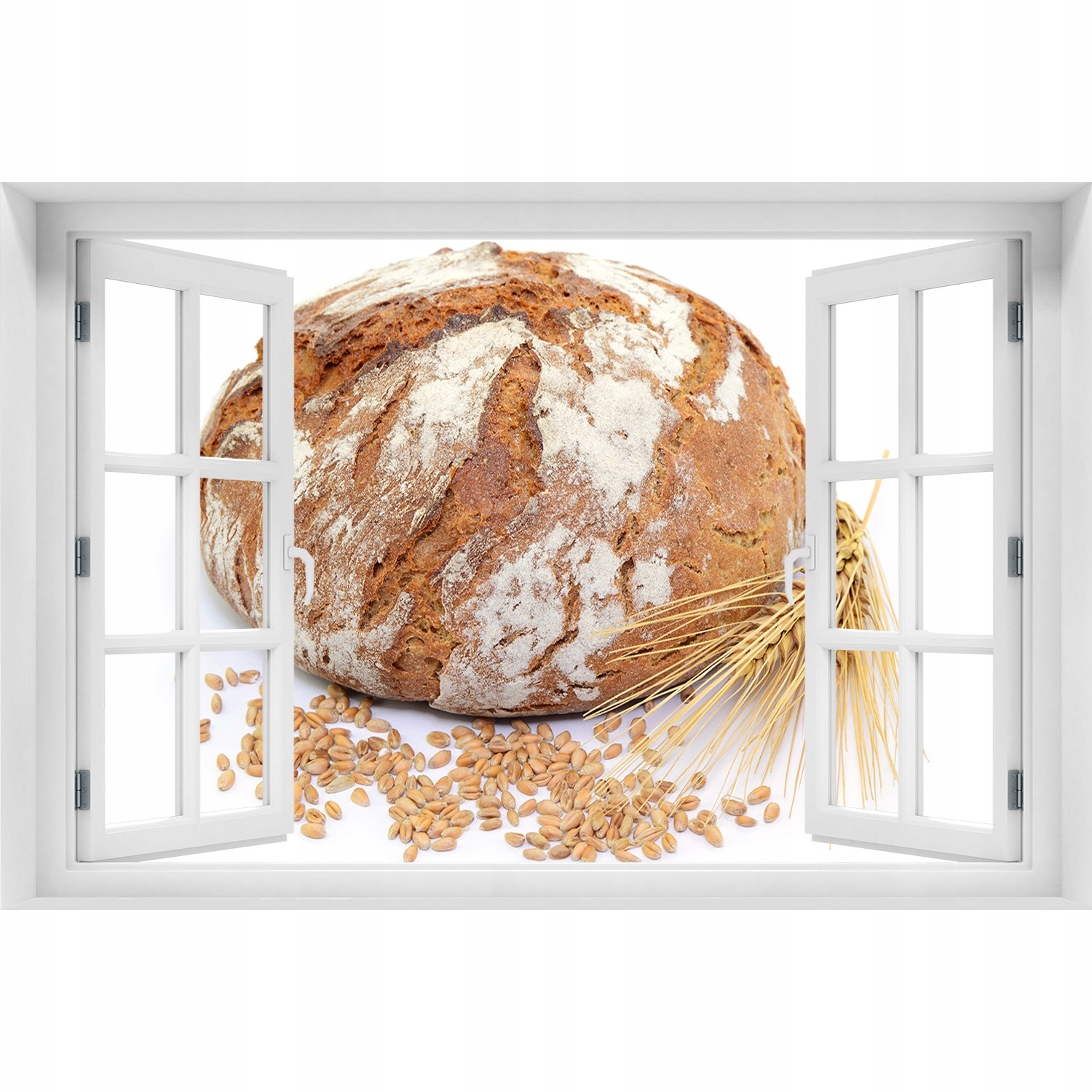 

3D Okno Naklejka ścienna Chleb i pszenica 150x100