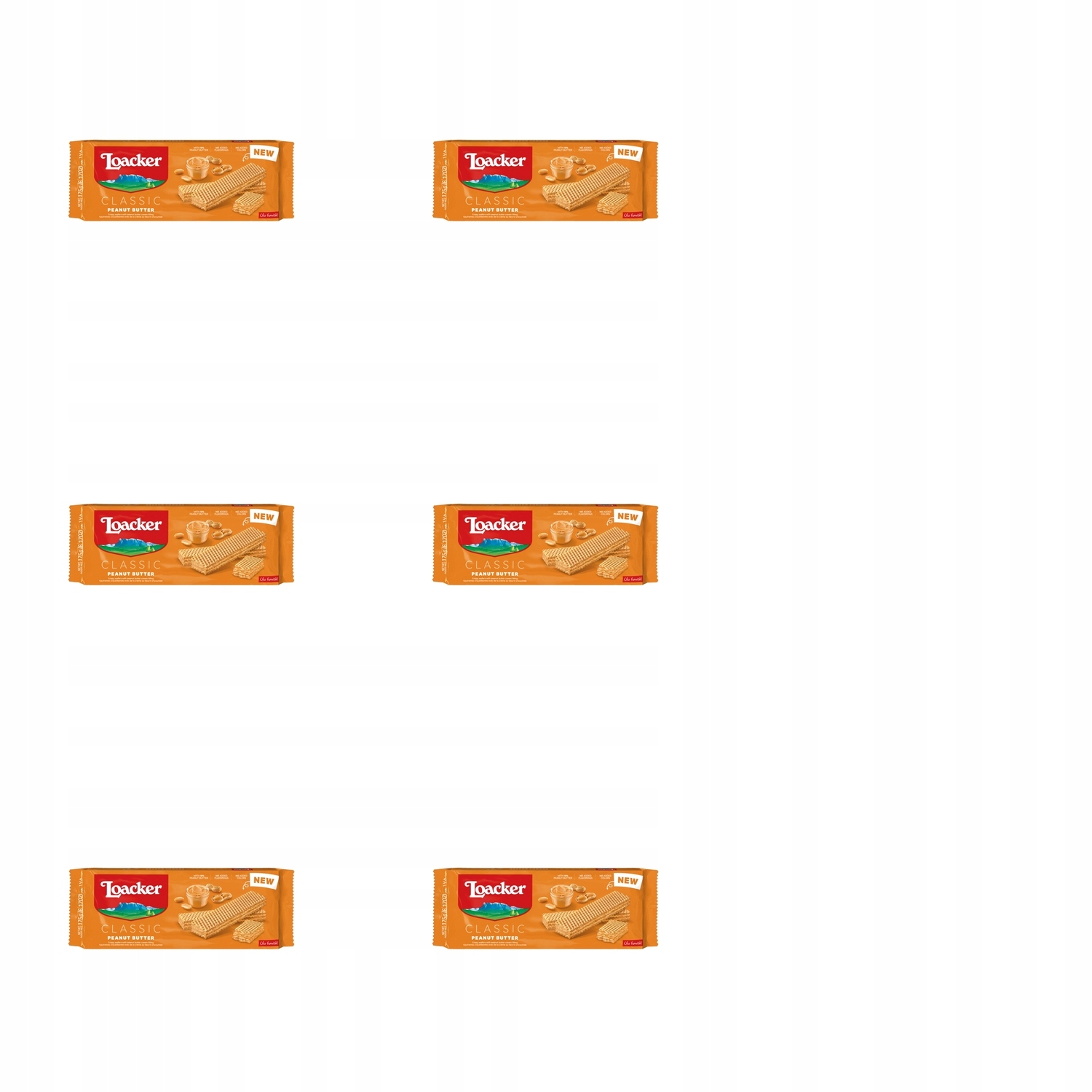 Levně 6 x 175 g Loacker vafle peanut butter Půlka Kartonu