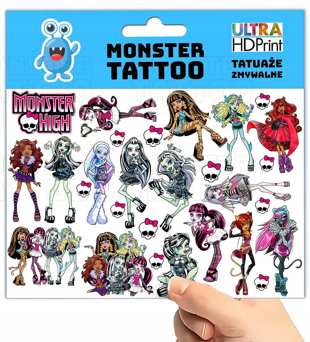 TATUAŻE ZMYWALNE TYMCZASOWE DLA DZIECI MONSTERS POTWORY WZORY ORYGINALNE Marka Inna